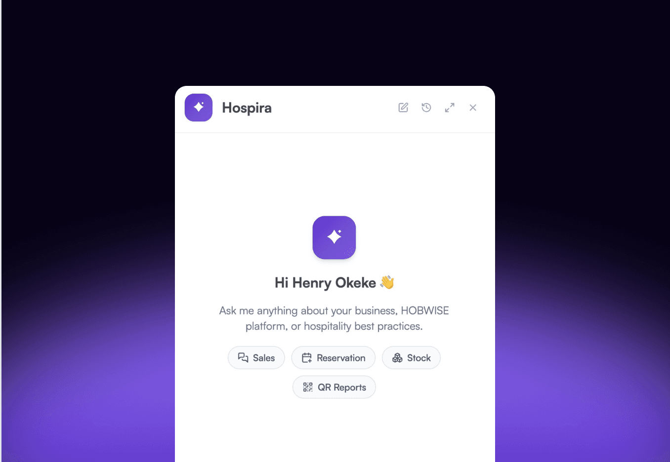 Hospira chat assistant answering questions about sales, reservations and stock