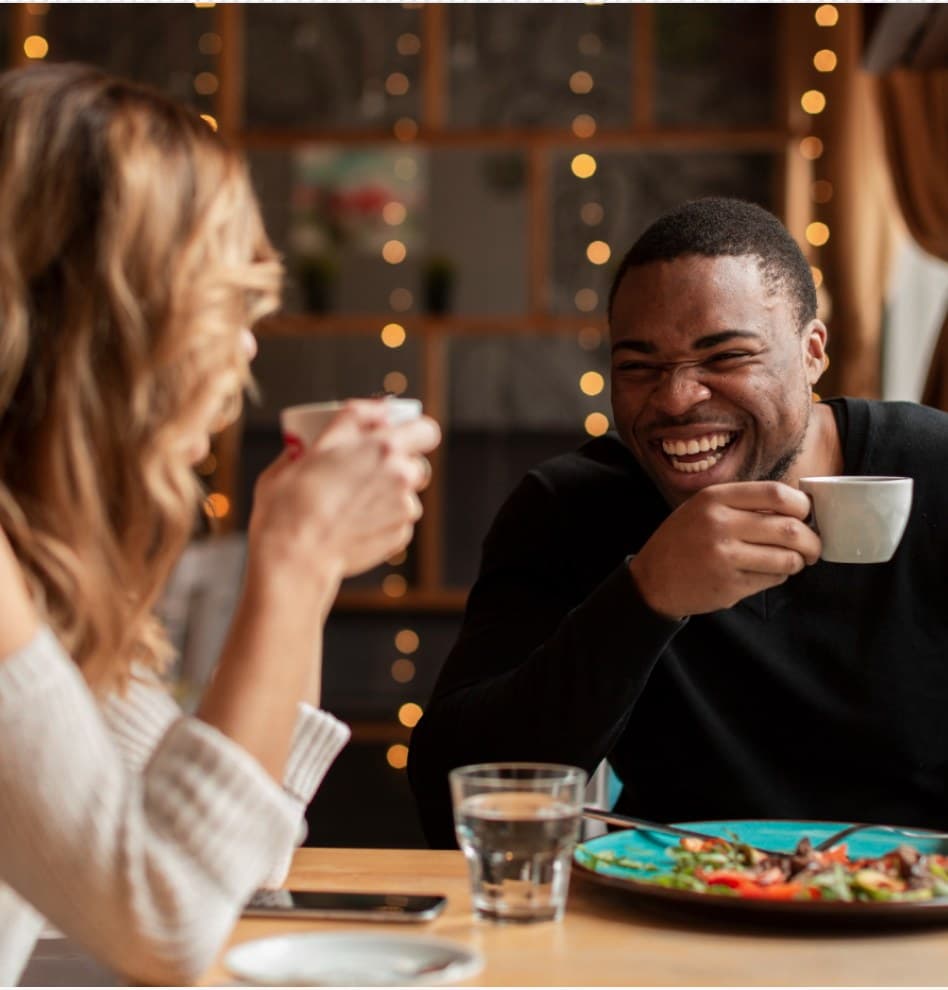 Guests enjoying coffee at a restaurant